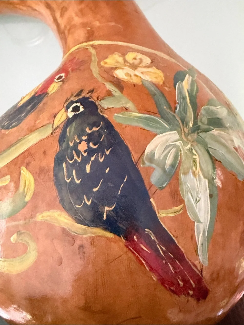 🦜 LARGE Dried Gourd | Hand Painted Parrots | 12